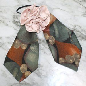 HAND CRAFTED Hair Scrunchy Bow Abstrtact Fall Upcycled Men's Silk Necktie